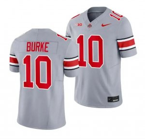 Youth NCAA Ohio State Buckeyes Debzel Burke #10 College Stitched 2023 Alternate Grey Football Jersey PK20F04ZZ